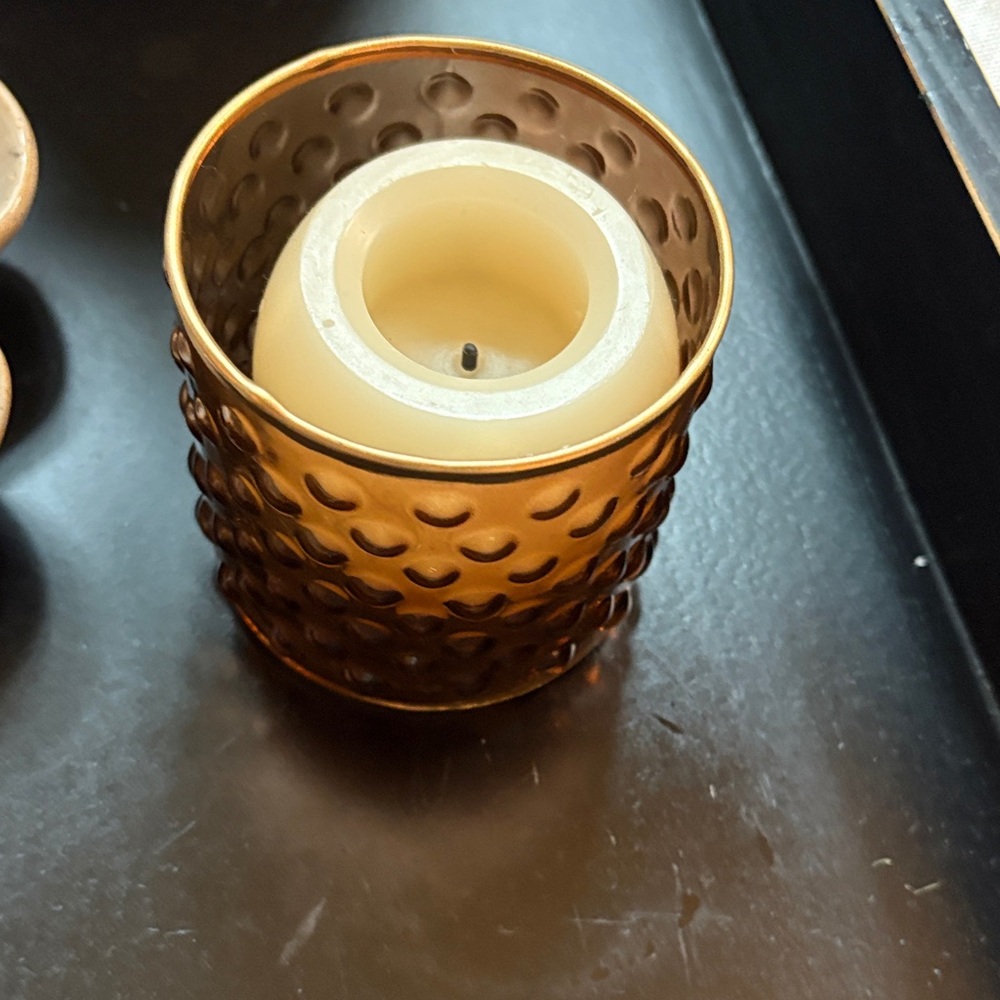 Amber Glass Candle Holder